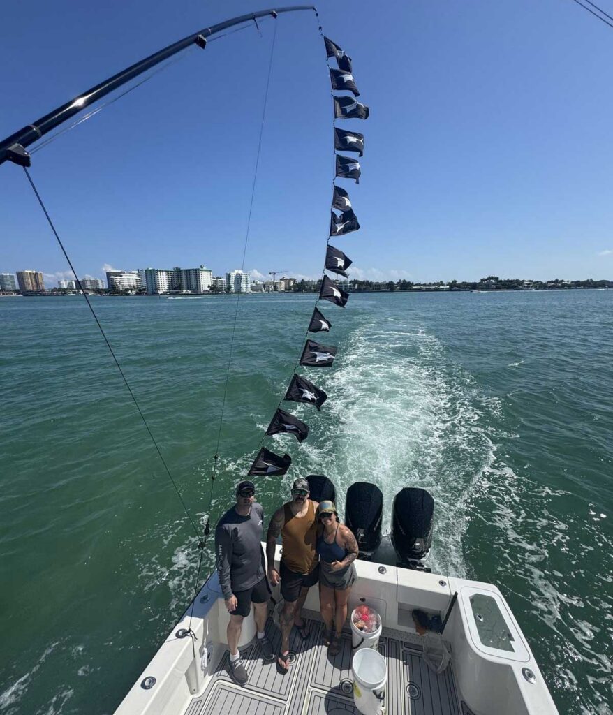 Returning to the dock with 14 sailfish release flags flying high.