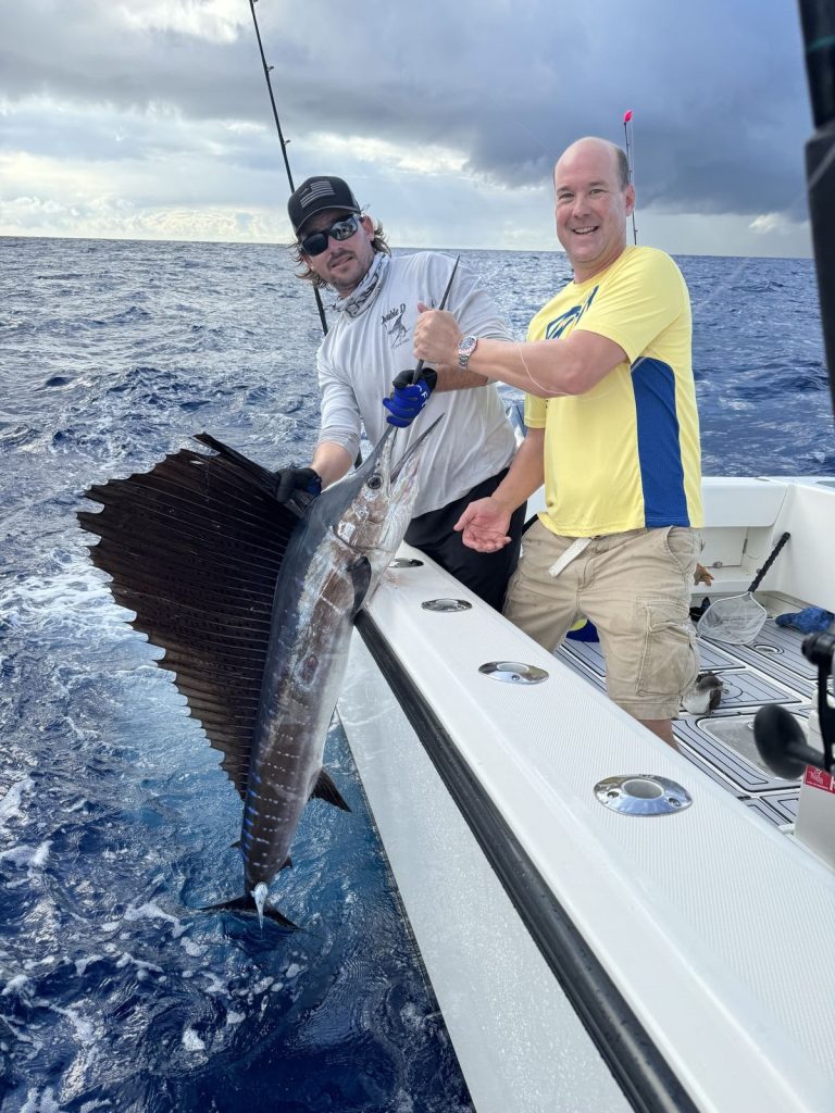 Angler about to release a sailfish