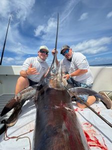 Another huge swordfish hits the deck of the Double D